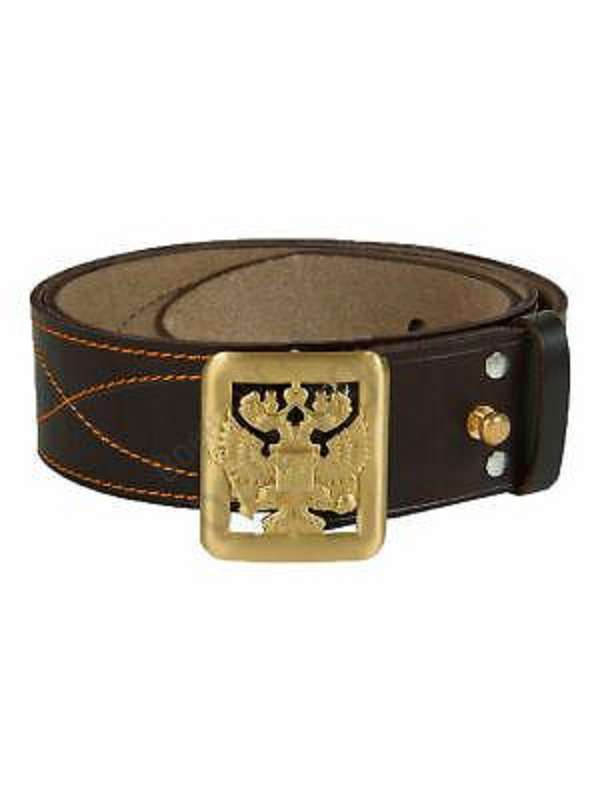 Russian Army Military Commander Emblem Leather Belt Brown