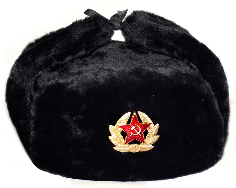 Russian Army Ushanka Winter Hat Black